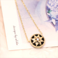 Eight star shell zircon fashionable colorful design pendant 925 sterling silver jewelry necklace